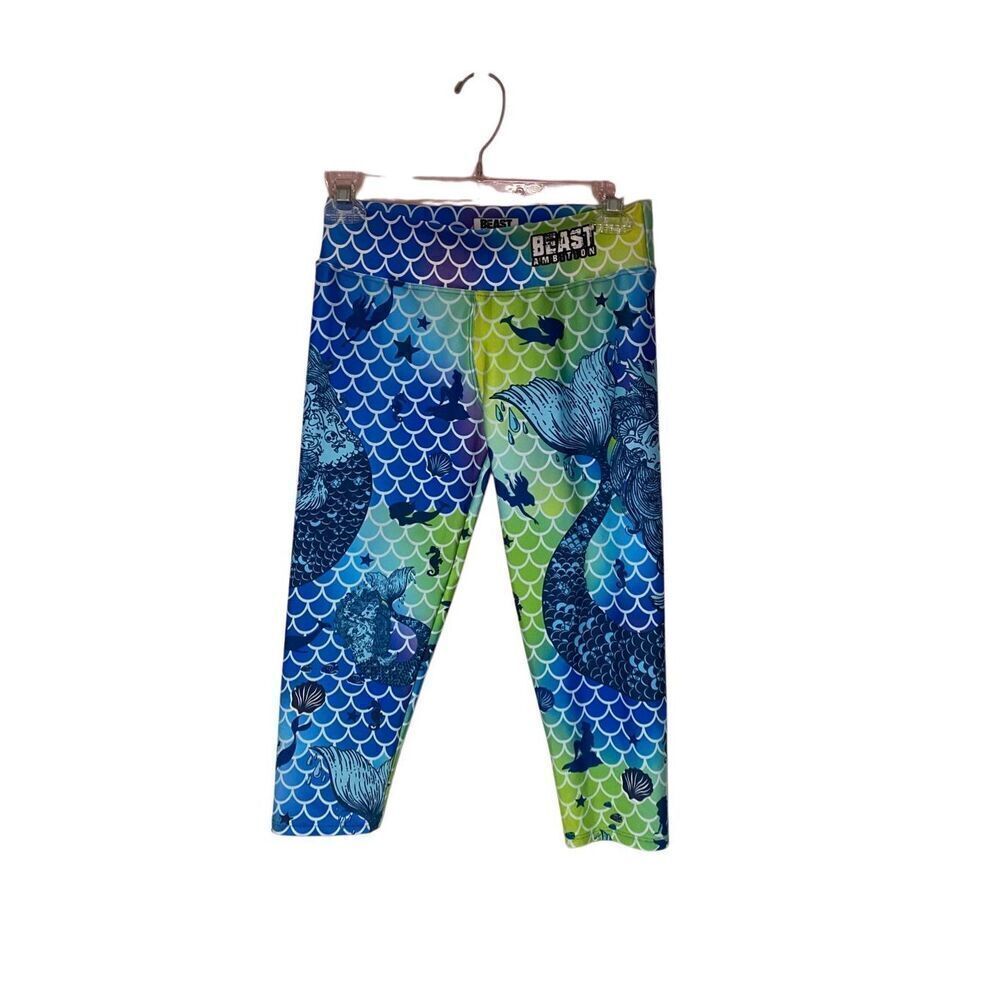 Beast ambition, mermaid, green, and blue Capri CrossFit leggings size￼ small